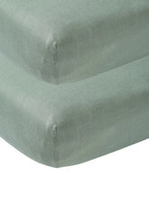 Meyco - Meyco Baby Fitted Sheet 2-Pack for Junior Bed - Uni Stone Green (70x140/150cm) - Mari Kali Stores Cyprus